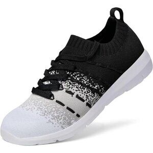🆕Women Black-White Running Breathable Knitting flexible Sports Shoes Sneaker
